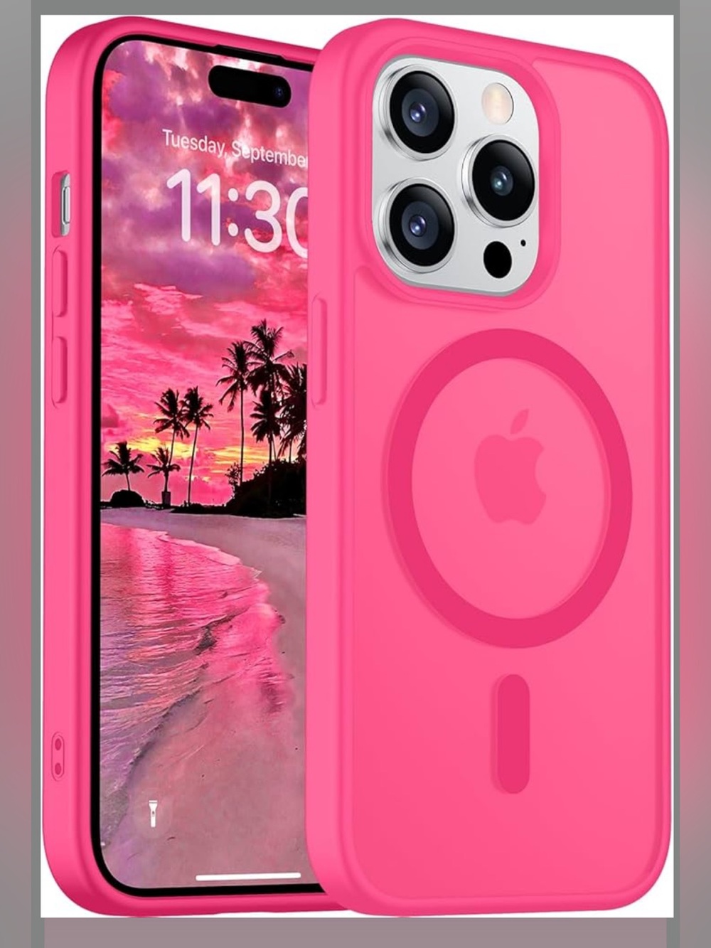 Renmou iPhone 14 Pro Case Compatible with MagSafe Rose Red